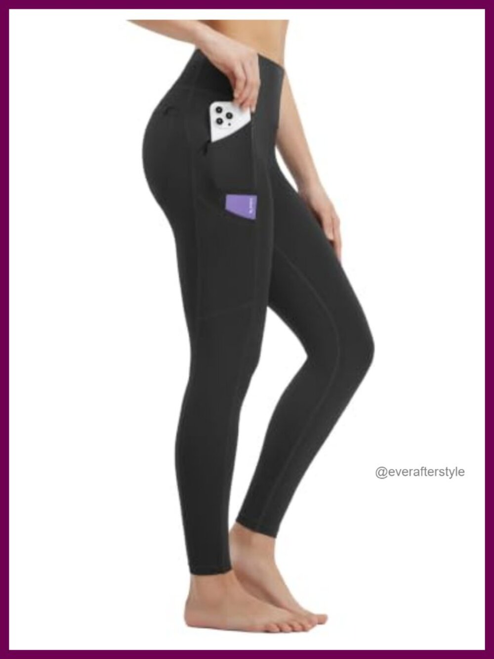 High Waisted Leggings with 6 Pockets 25" Ankle Length Yoga Workout Tummy Control